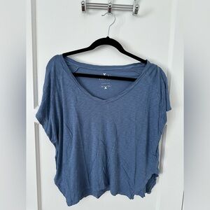 Velvet Women's Blue V-Neck Short Sleeve Top